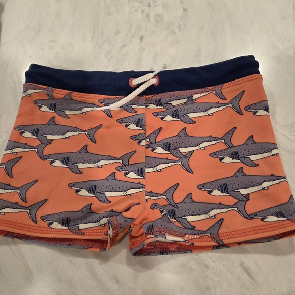 Mini Boden Blue and Orange Kids' Swim Shorts - Picture 2 of 7